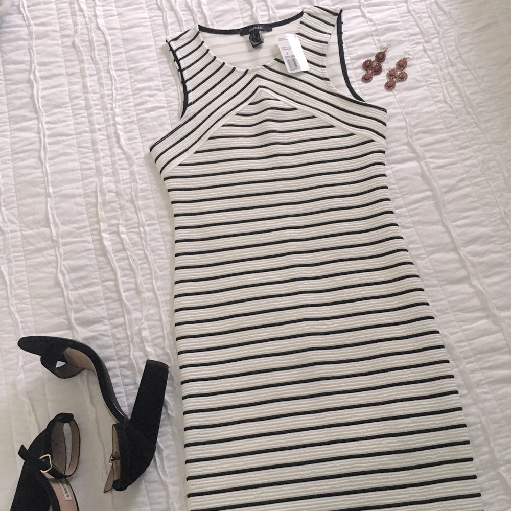 F21 White Stripe Bodycon Dress